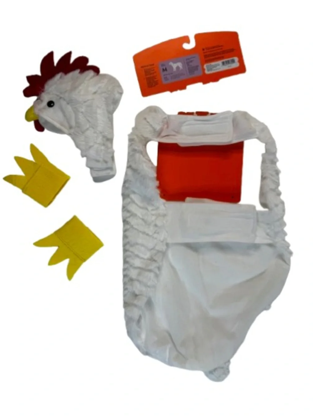 Chicken Costume with White Plush Body and Yellow Feet